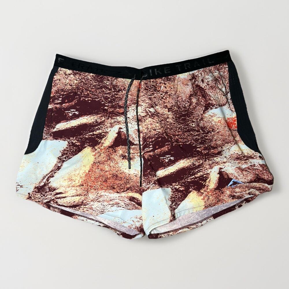 NWT Nike Trail 6" Lined Running Shorts Mens XXL All Over Print Brown HV2162-133